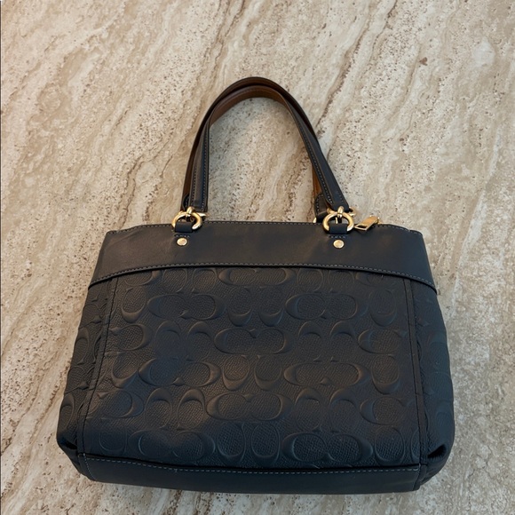 Coach Brooke Carryall in Signature Embossed Navy Blue Leather - Picture 3 of 13